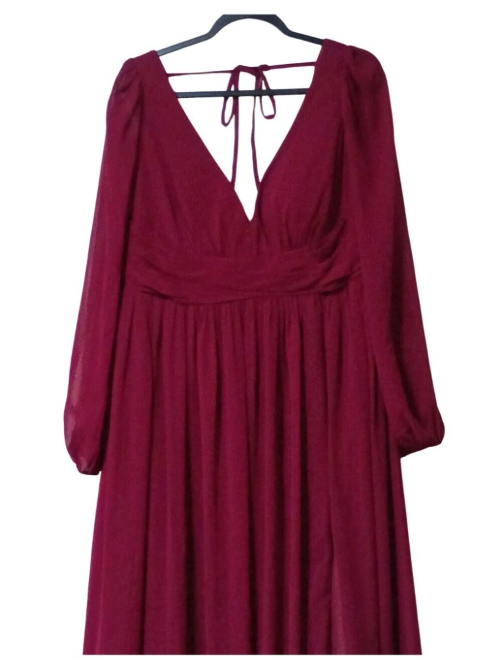 Azazie Norah Burgundy Chiffon Long Sleeve Bridesmaid Dress A16 NWT - Picture 5 of 16